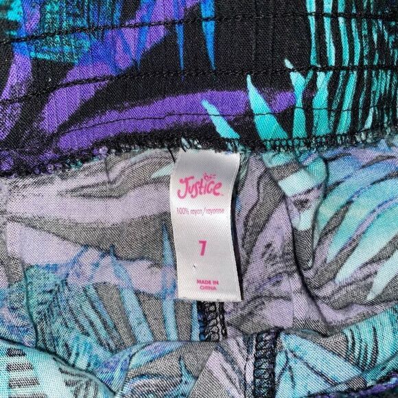 Justice tropical print ruffle front pull on shorts girls sz 7 - Picture 3 of 4